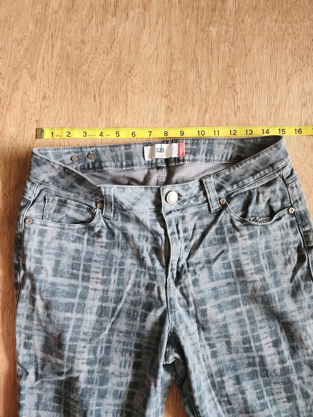 Cabi Curvy Grid Skinny Jeans Blue Gray Wash Stretch Denim Style 3049 Size 10